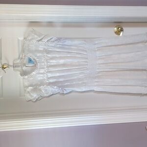 White CeCe Clip Dot Flutter Sleeve Midi Dress